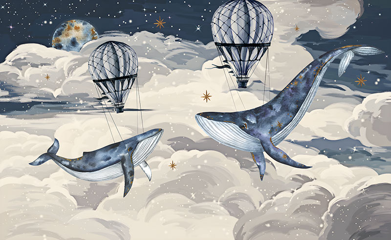 Foto tapete Whale blue